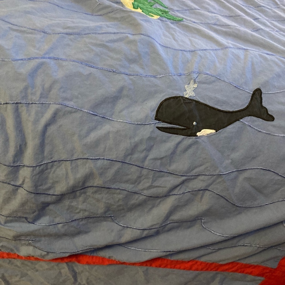 Land of Nod United States Twin Appliqué Duvet Cover Blanket Blue - Picture 9 of 14